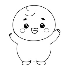 Obraz premium Simple vector illustration of Kawaii hand drawn for kids page