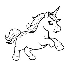 Cute vector illustration Unicorn for kids colouring page