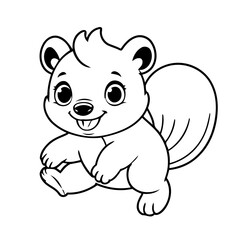 Simple vector illustration of Skunk drawing for toddlers colouring page