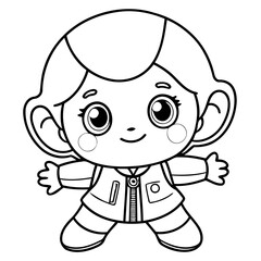 Vector illustration of a cute Kawaii doodle for toddlers coloring activity