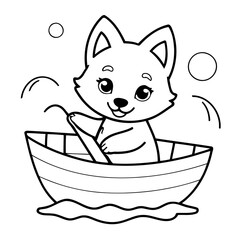Cute vector illustration Wolf hand drawn for kids coloring page
