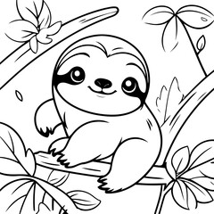 Cute vector illustration Sloth drawing for toddlers book
