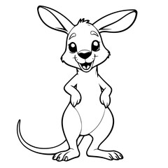 Cute vector illustration Kangaroo drawing for toddlers colouring page
