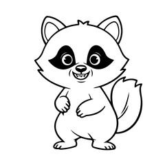Vector illustration of a cute Raccoon drawing for toddlers book