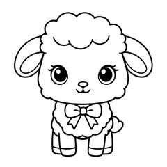 Vector illustration of a cute Sheep drawing for toddlers book