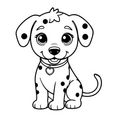 Cute vector illustration Dalmatian for kids colouring worksheet
