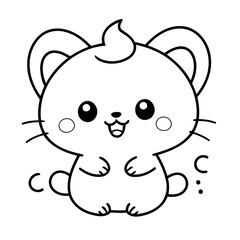 Vector illustration of a cute Kawaii drawing colouring activity