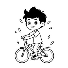 Simple vector illustration of Boy colouring page for kids