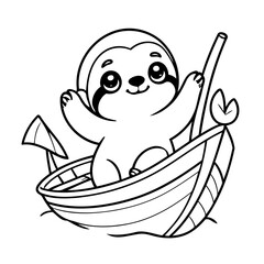 Cute vector illustration Sloth doodle for children worksheet