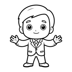 Vector illustration of a cute Businessman doodle for kids colouring page