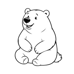 Simple vector illustration of Polarbear colouring page for kids