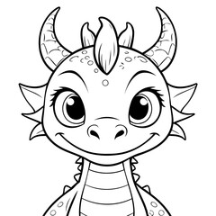 Vector illustration of a cute Dragon doodle for toddlers worksheet