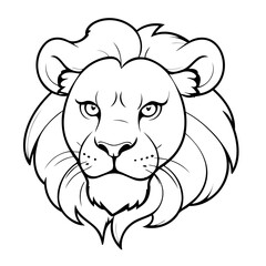 Vector illustration of a cute Lion drawing for kids colouring page