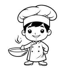 Cute vector illustration Chef drawing colouring activity