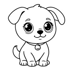 Vector illustration of a cute Dog drawing for kids colouring activity