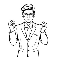 Cute vector illustration Man drawing for kids colouring activity