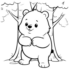 Cute vector illustration Bear for toddlers colouring page