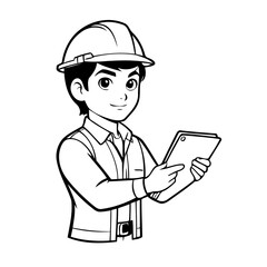 Simple vector illustration of Foreman for kids colouring worksheet