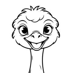 Obraz premium Simple vector illustration of Ostrich drawing for kids colouring activity
