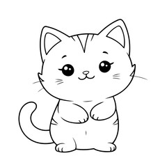 Vector illustration of a cute Kitten drawing for kids colouring page