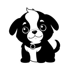 Simple vector illustration of Puppy hand drawn for kids page