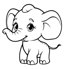 Vector illustration of a cute Elephant drawing for toddlers book