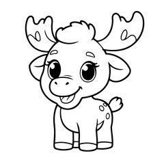 Cute vector illustration Moose for kids coloring activity page