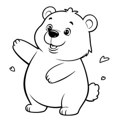 Simple vector illustration of Bear colouring page for kids