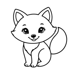 Simple vector illustration of Fox for toddlers colouring page