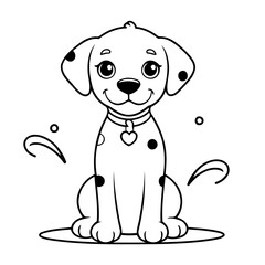 Cute vector illustration Dalmatian drawing for kids colouring page