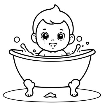 recommend clip art: Simple vector illustration of Baby outline for colouring page
