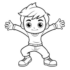Simple vector illustration of Boy drawing for toddlers book