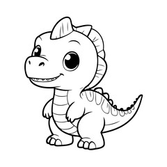 Vector illustration of a cute Dino drawing for kids colouring activity