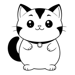 Cute vector illustration Kitten drawing for toddlers colouring page