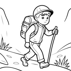 Vector illustration of a cute Boy drawing for toddlers colouring page