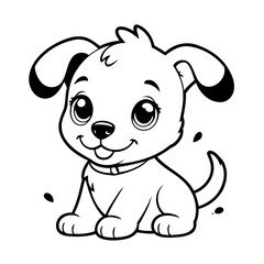 Cute vector illustration Puppy drawing colouring activity