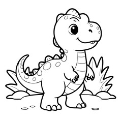 Cute vector illustration Dino drawing for kids colouring activity