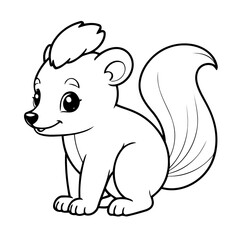 Cute vector illustration Skunk doodle black and white for kids page