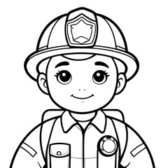 Cute vector illustration Firefighter drawing colouring activity