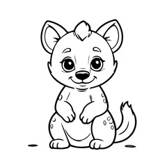 Vector illustration of a cute Hyena doodle drawing for kids page