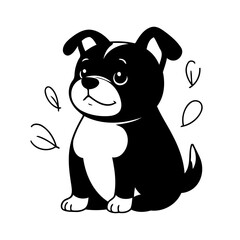 Simple vector illustration of Dog drawing for kids page