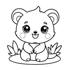 Simple vector illustration of Kawaii drawing for children page