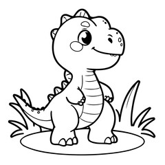 Fototapeta premium Simple vector illustration of Dino drawing for toddlers book