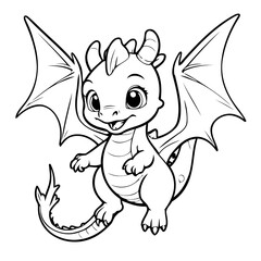 Cute vector illustration Dragon drawing colouring activity