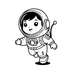 Cute vector illustration Astronaut doodle colouring activity for kids