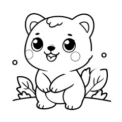 Simple vector illustration of Kawaii for children colouring activity
