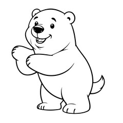 Simple vector illustration of Polarbear hand drawn for kids coloring page