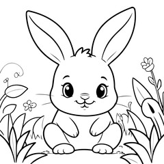 Cute vector illustration Bunny drawing for toddlers book