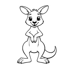 Vector illustration of a cute Kangaroo drawing for toddlers coloring activity