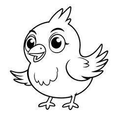 Cute vector illustration Bird drawing for kids colouring page